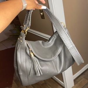 Onna Ehrlich Gray Leather Purse. Brand New .